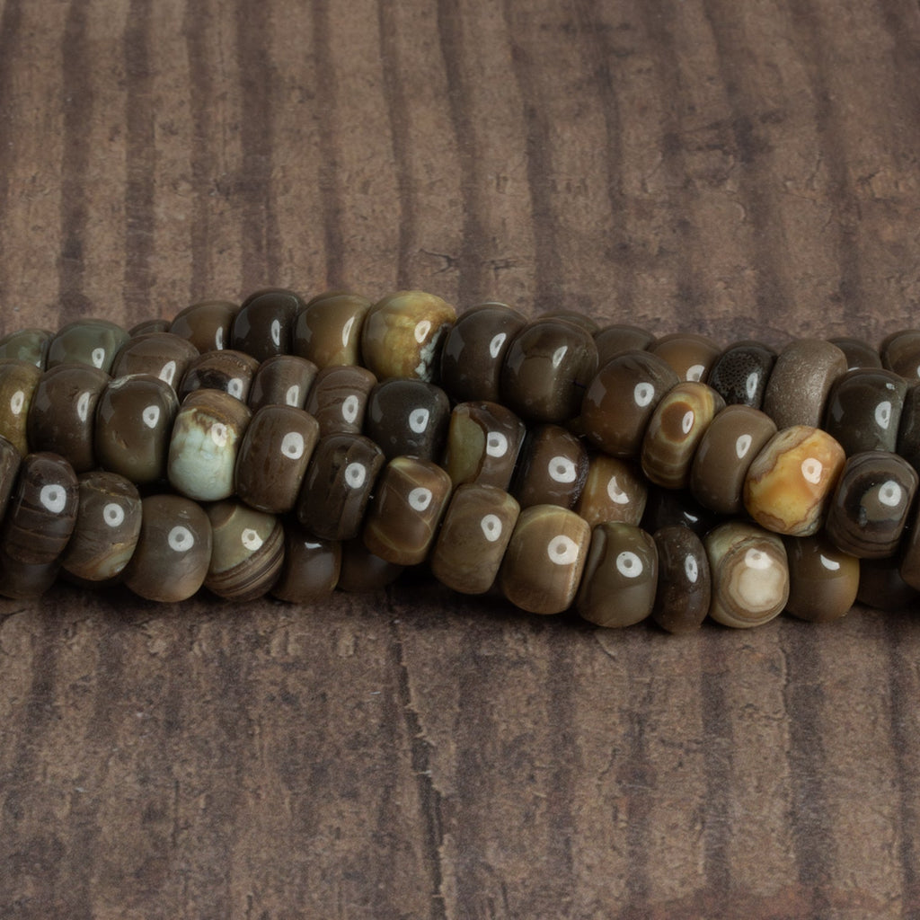 9 - 11mm Wood Brown Opal Plain Rondelles 16 inch 63 beads - The Bead Traders