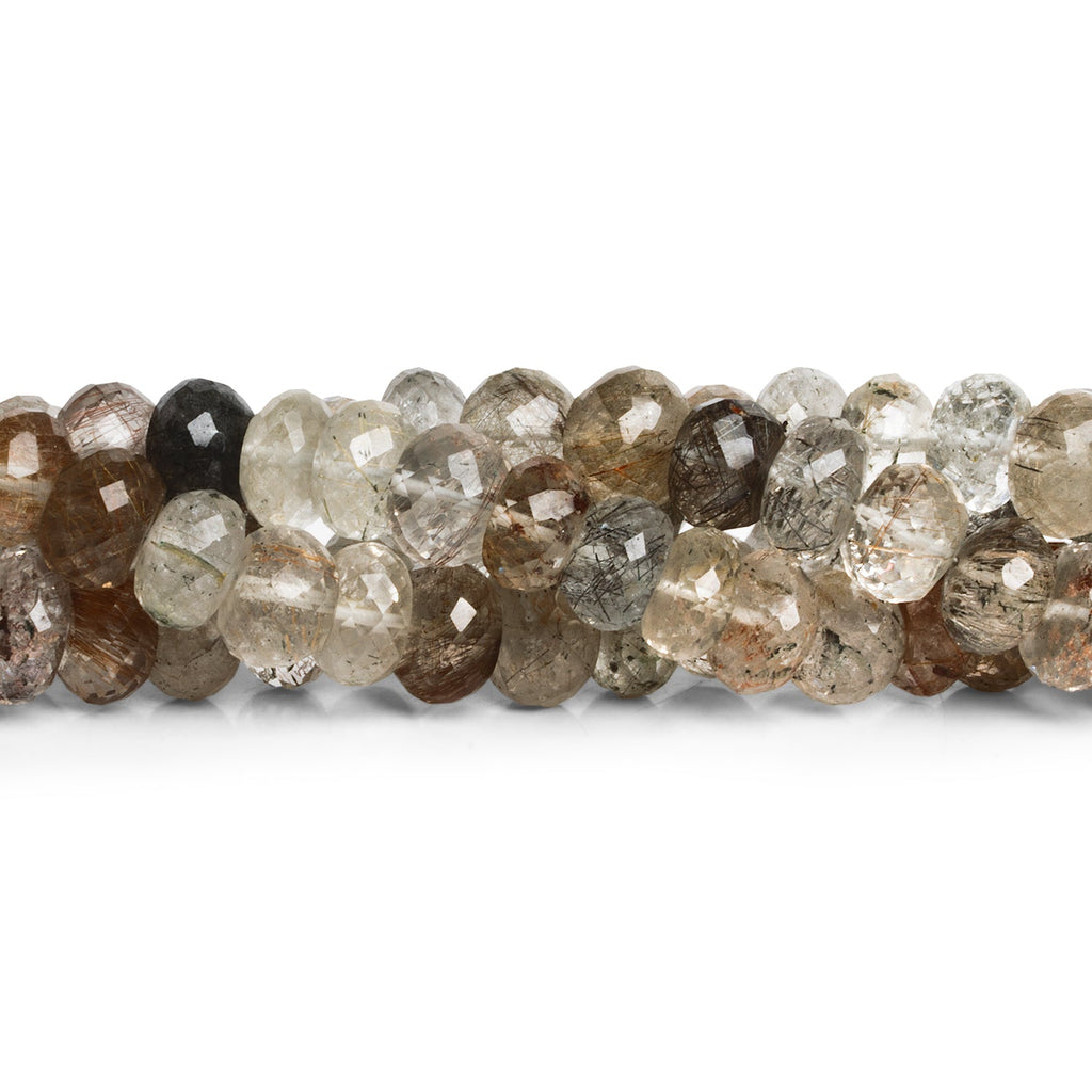 9 - 12mm Multi Rutilated Quartz Faceted Rondelles 18 inch 70 beads - The Bead Traders