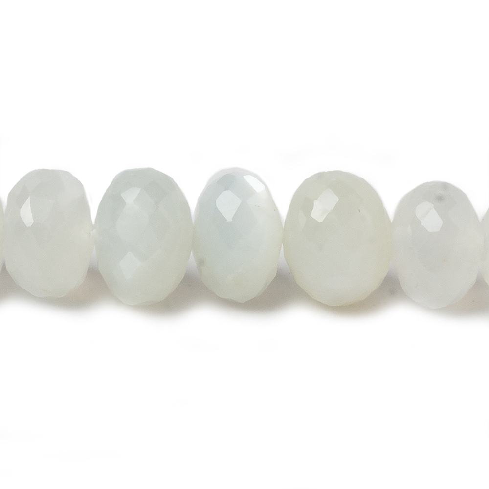 9 - 14mm White Moonstone Faceted Rondelles 47 beads - The Bead Traders