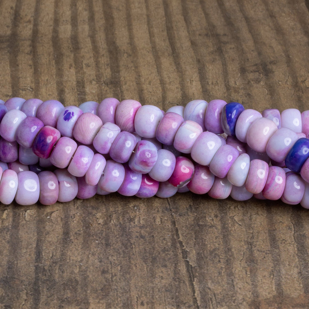 9 - 9.5mm Pink & Purple Opal Plain Rondelles 16 inch 65 beads - The Bead Traders