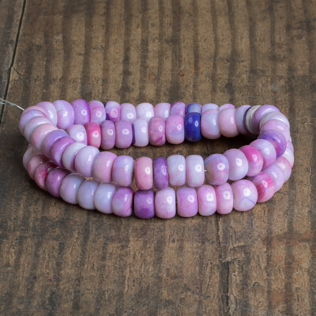 9 - 9.5mm Pink & Purple Opal Plain Rondelles 16 inch 65 beads - The Bead Traders