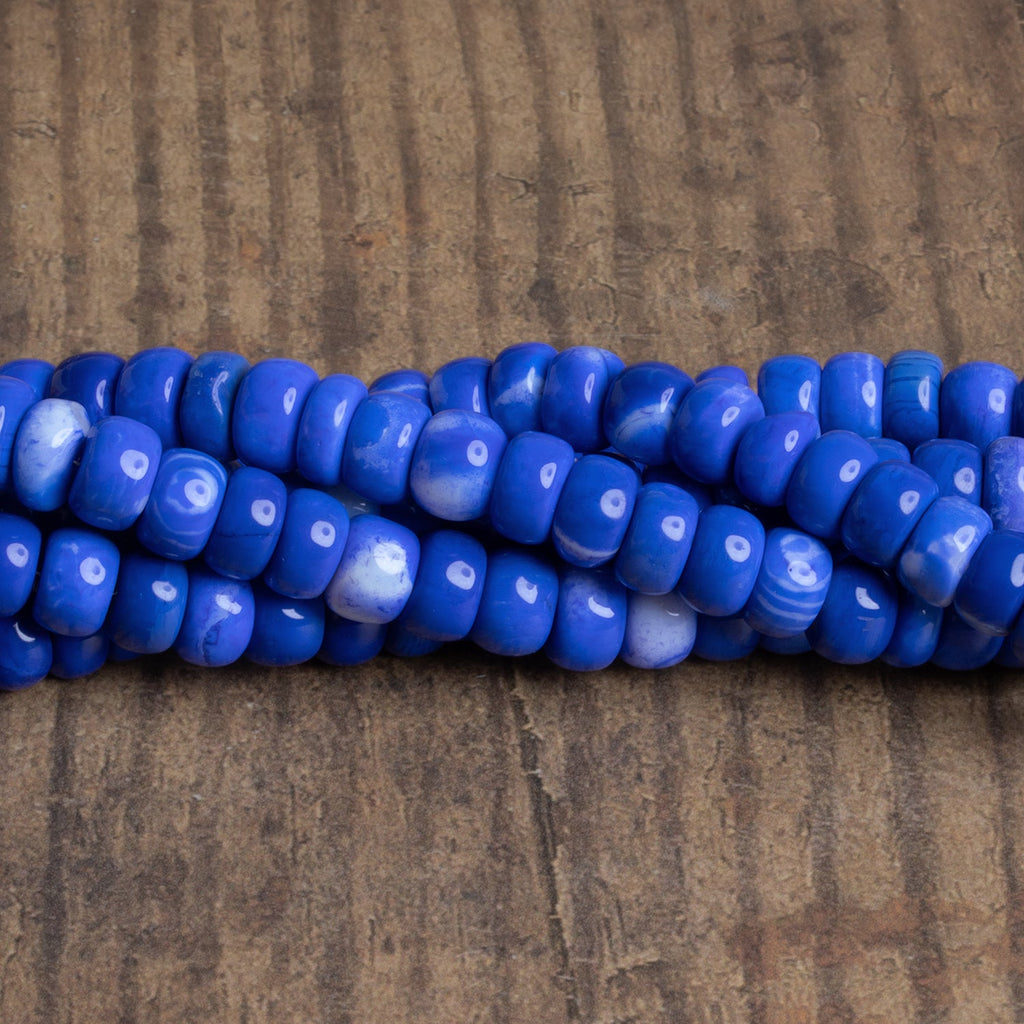 9mm Cobalt Blue Opal Plain Rondelles 16 inch 67 beads - The Bead Traders