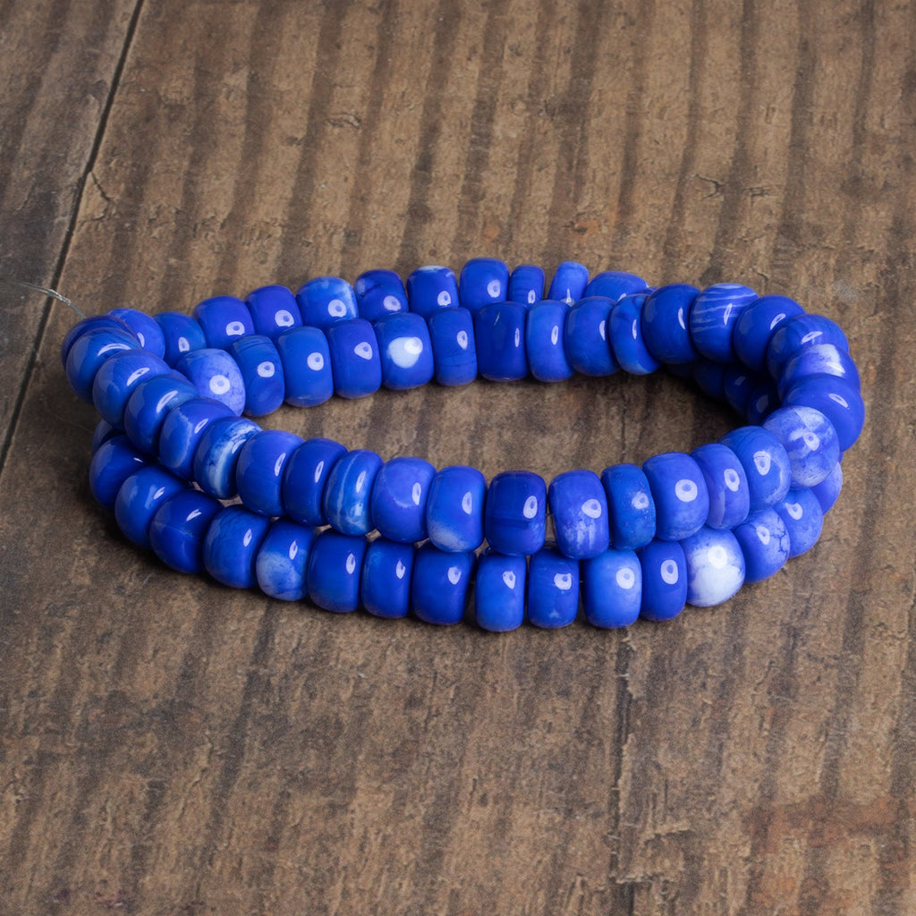 9mm Cobalt Blue Opal Plain Rondelles 16 inch 67 beads - The Bead Traders