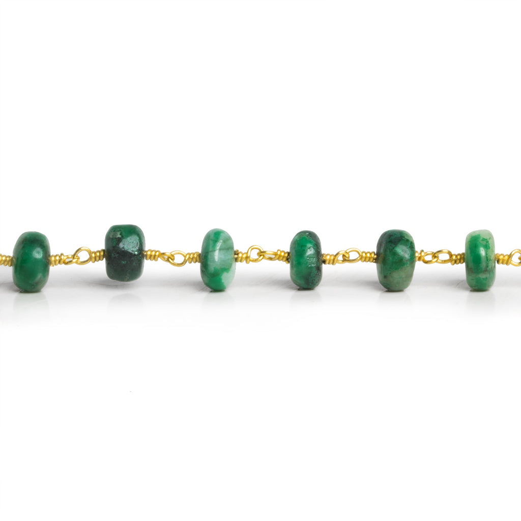 9mm Emerald Rondelle Gold Chain 24 beads - The Bead Traders