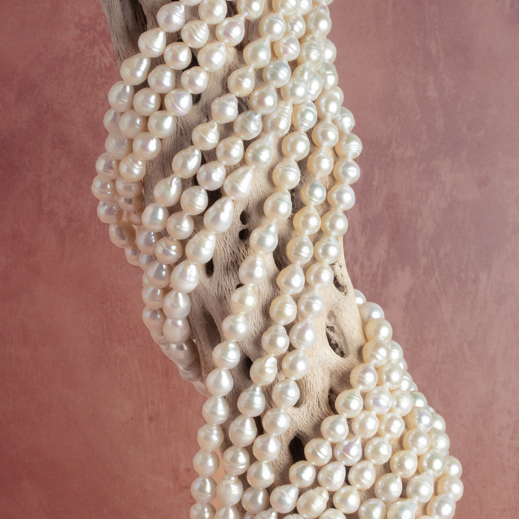 9x7mm Cream Petite Baroque Pearls 15 inch 37 beads - The Bead Traders