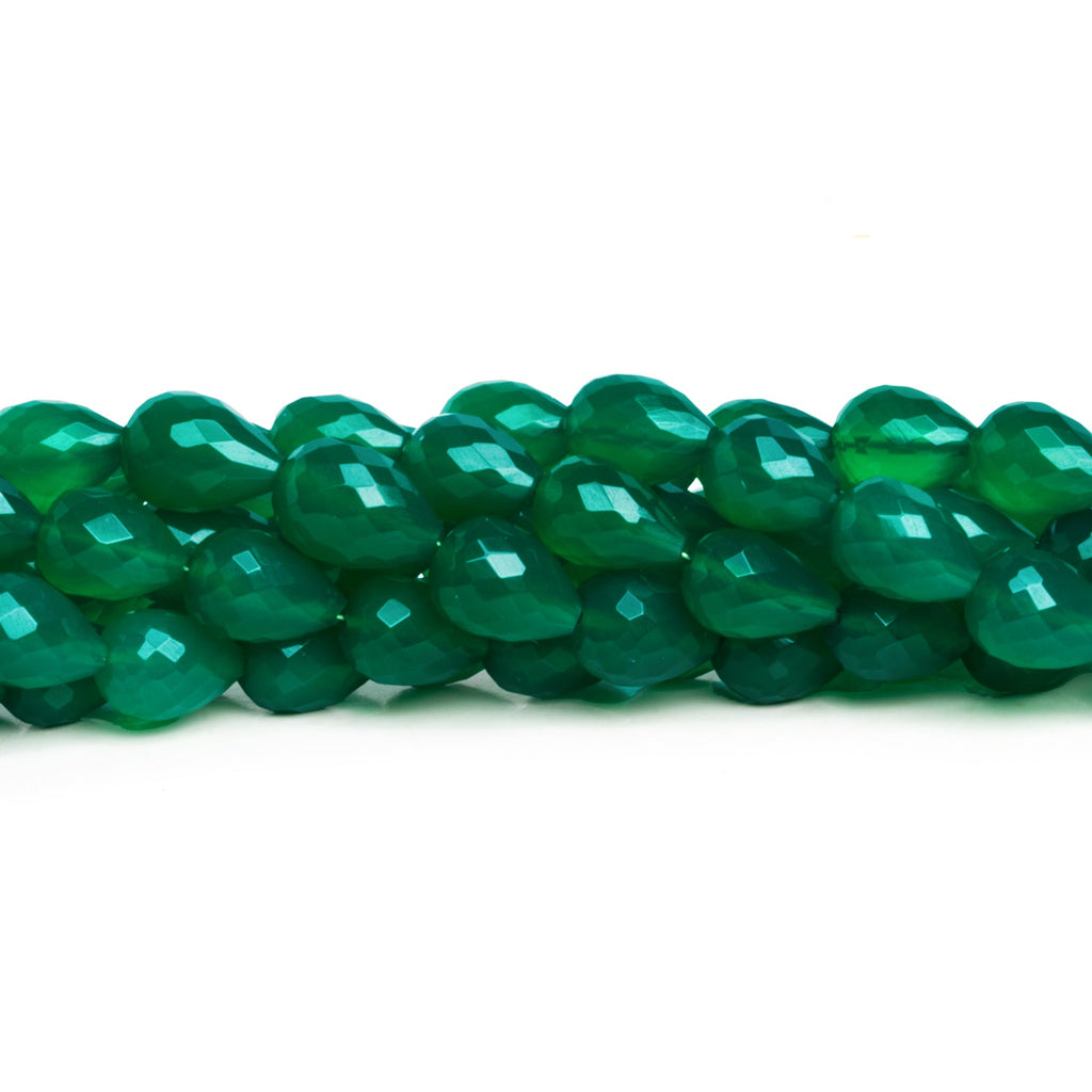 9x7mm Green Onyx Faceted Teardrops 7.5 inch 18 beads - The Bead Traders