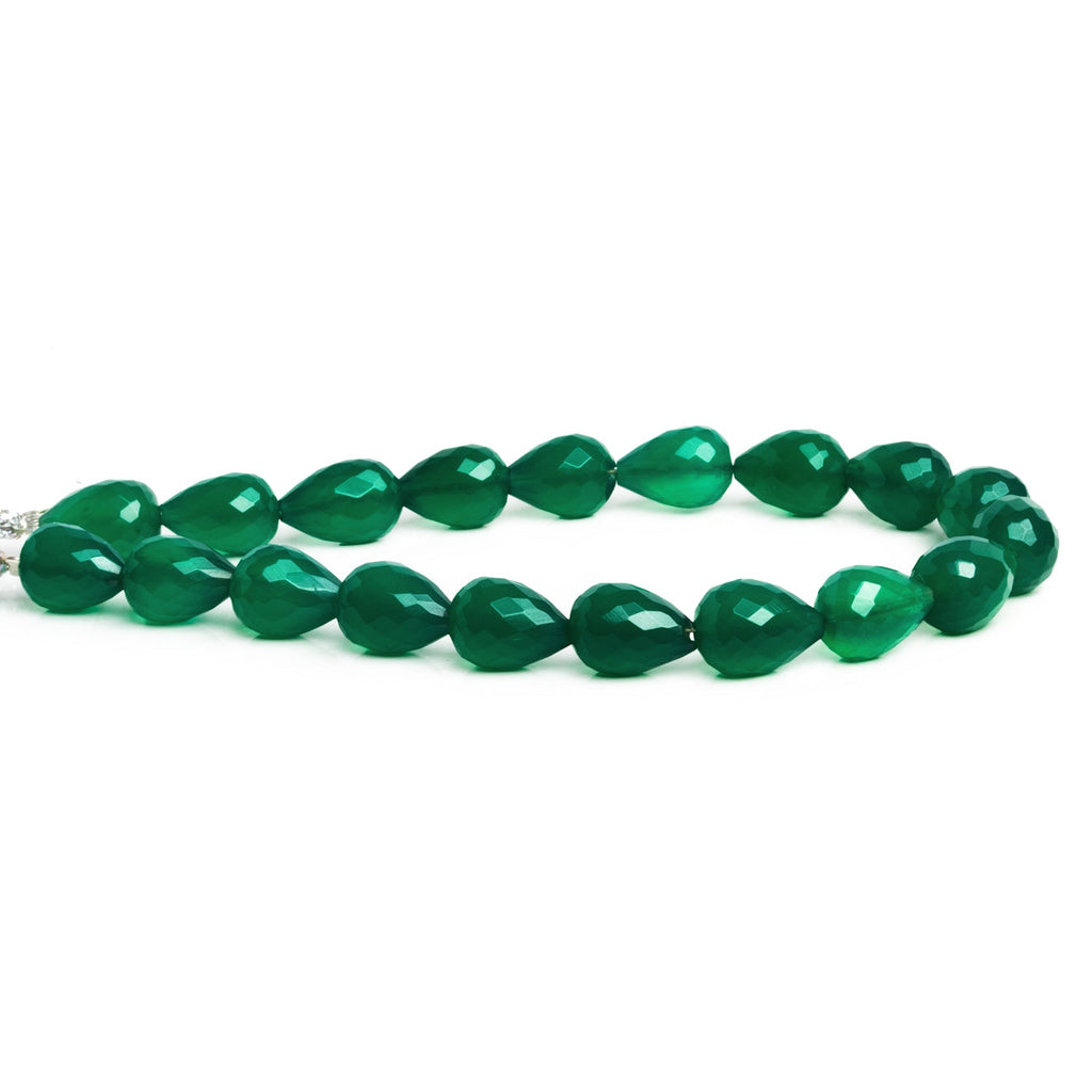 9x7mm Green Onyx Faceted Teardrops 7.5 inch 18 beads - The Bead Traders