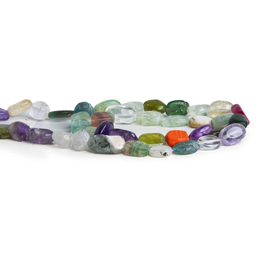 9x7mm Multi Gemstone Handcut Ovals 12 inch 31 beads - The Bead Traders