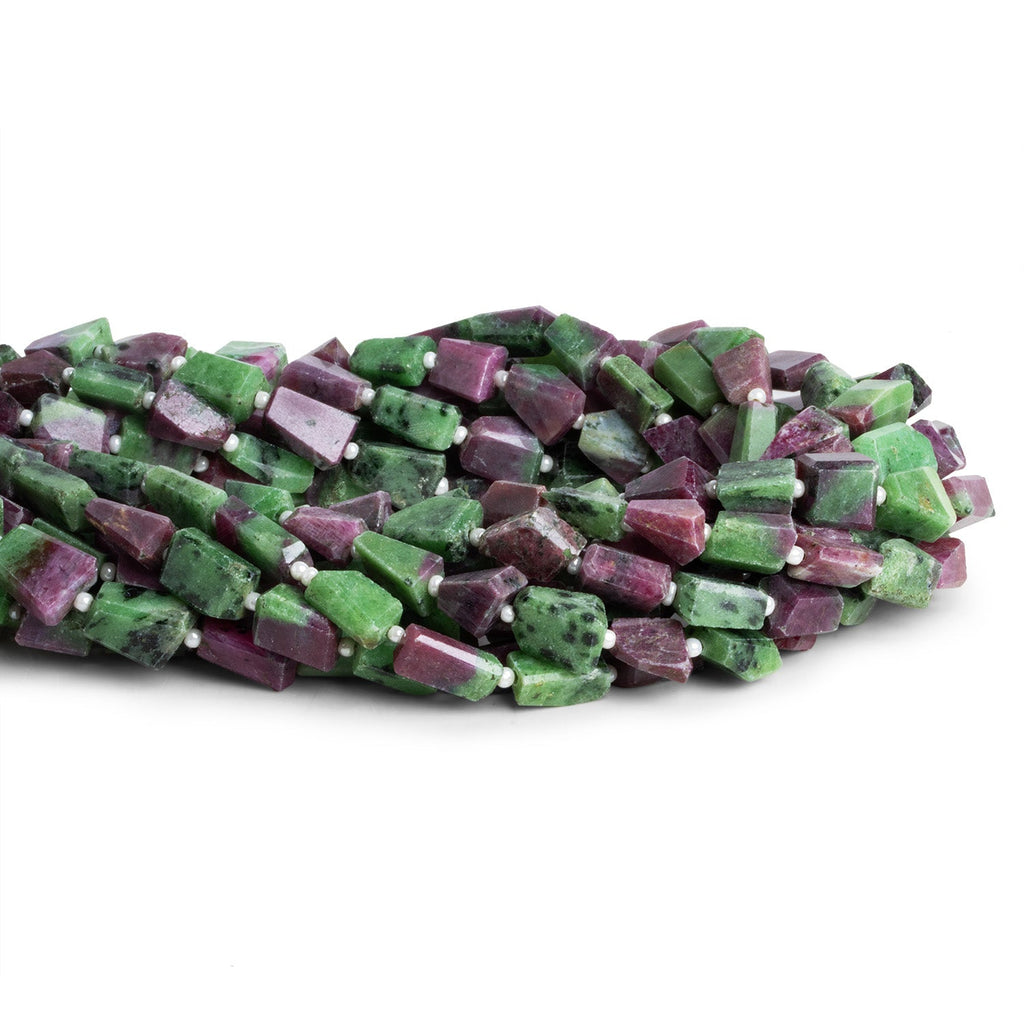 9x7mm Ruby in Zoisite Faceted Nuggets 12 inch 33 beads - The Bead Traders