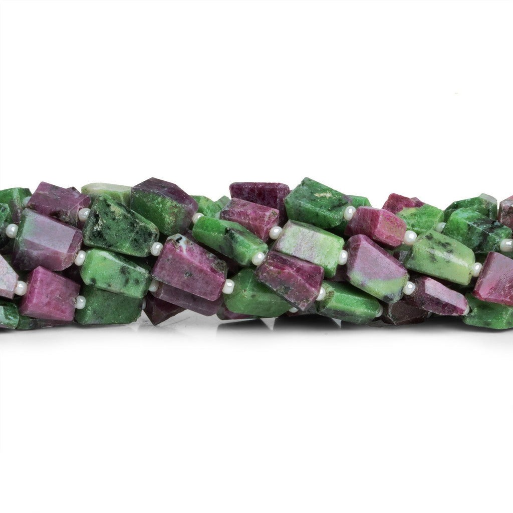 9x7mm Ruby in Zoisite Faceted Nuggets 12 inch 33 beads - The Bead Traders