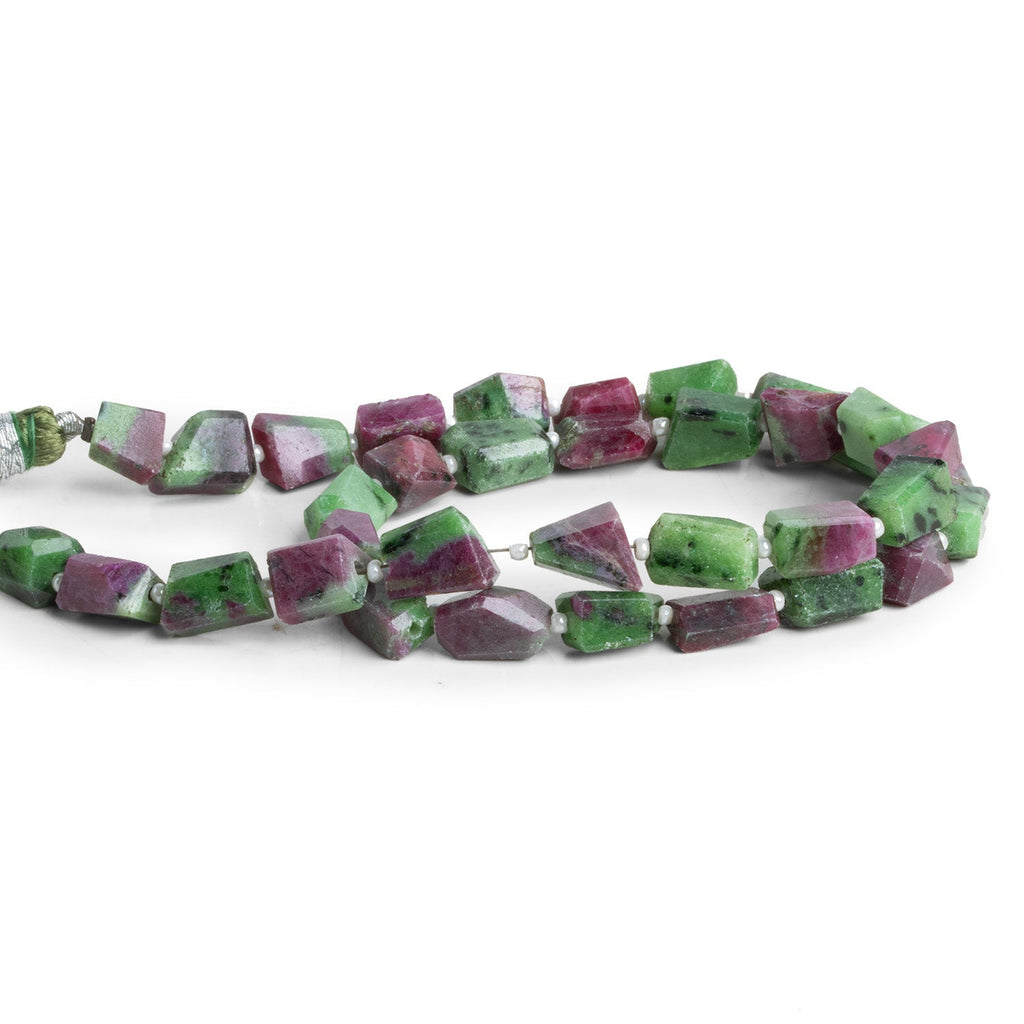 9x7mm Ruby in Zoisite Faceted Nuggets 12 inch 33 beads - The Bead Traders