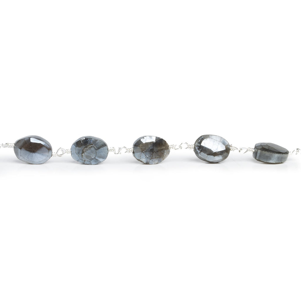 9x8mm Mystic Moonstone Faceted Oval Silver Chain 24 beads - The Bead Traders