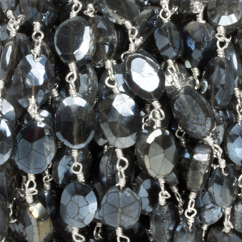 9x8mm Mystic Moonstone Faceted Oval Silver Chain 24 beads - The Bead Traders