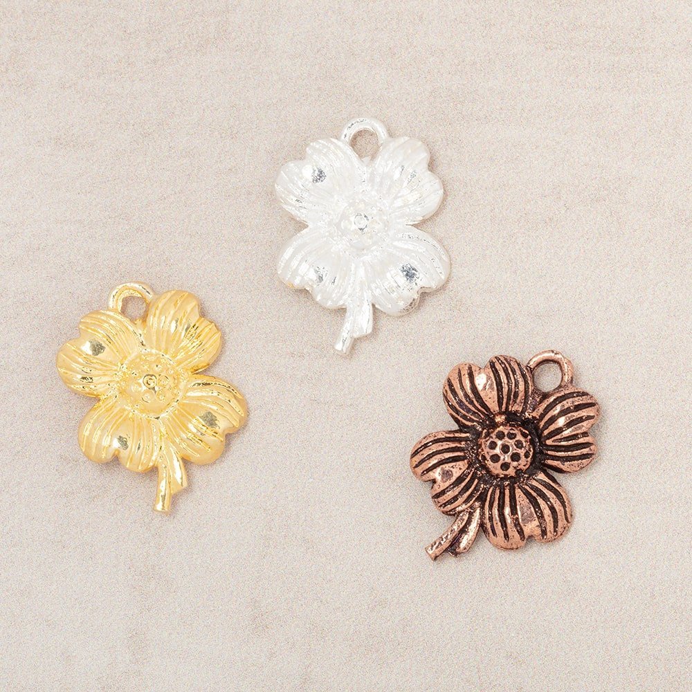 Flower On Stem Charm Set of 4 - The Bead Traders