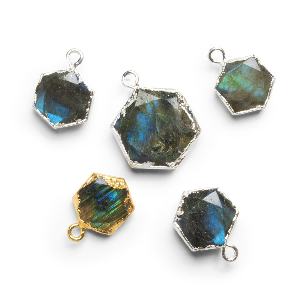 Leafed Labradorite Hexagons - Lot of 5 - The Bead Traders