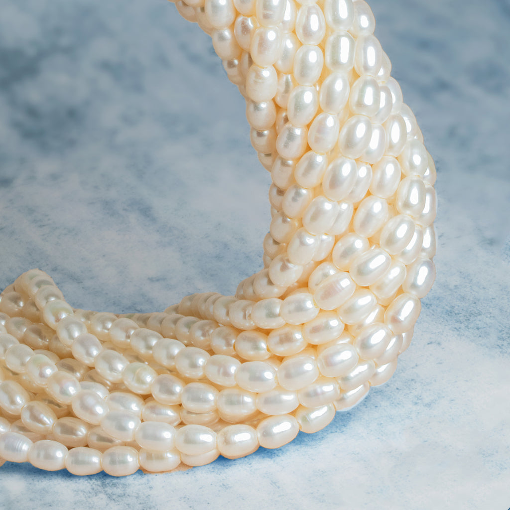 White Keshi Pearls 15 inch 55 beads