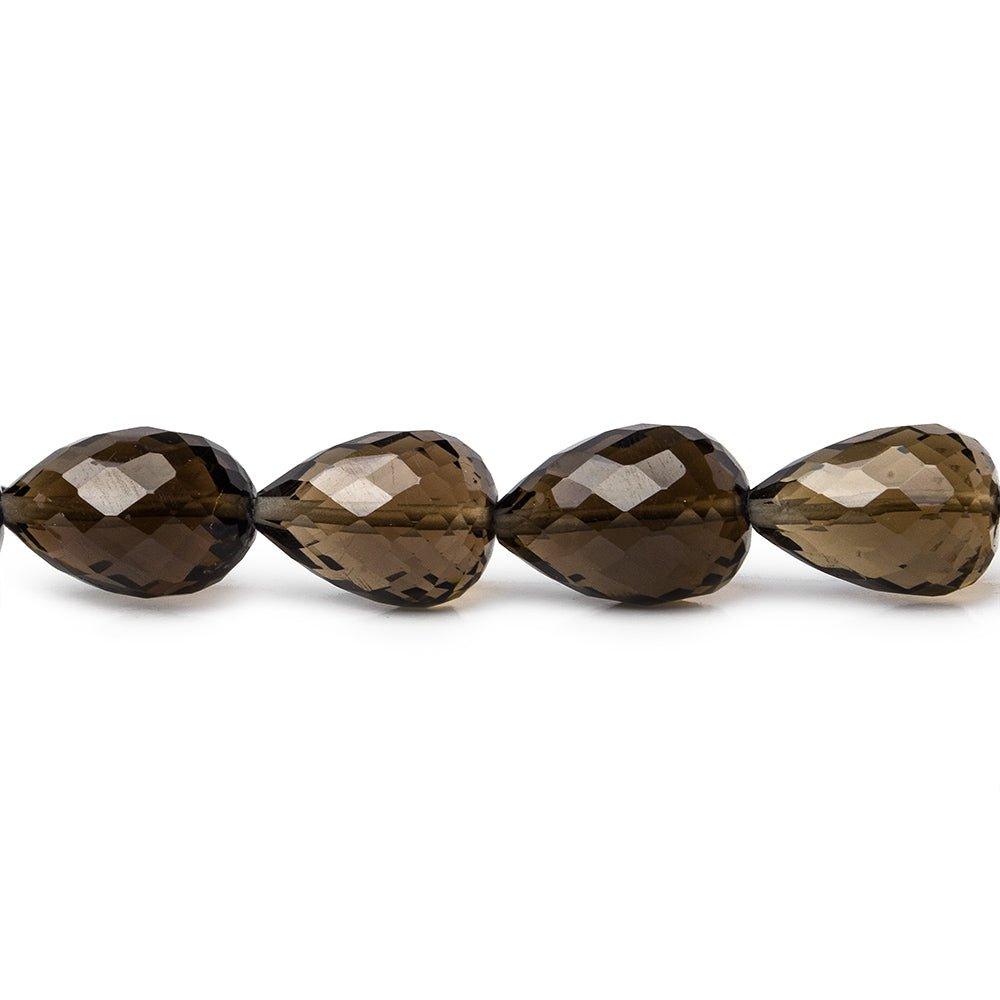 10x8-12x7mm Smoky Quartz straight drilled faceted teardrop 8 inch 18 pieces - The Bead Traders