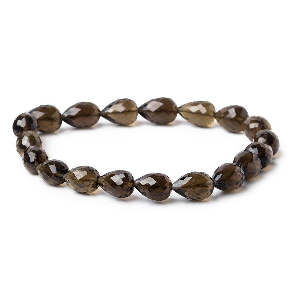 10x8-12x7mm Smoky Quartz straight drilled faceted teardrop 8 inch 18 pieces - The Bead Traders