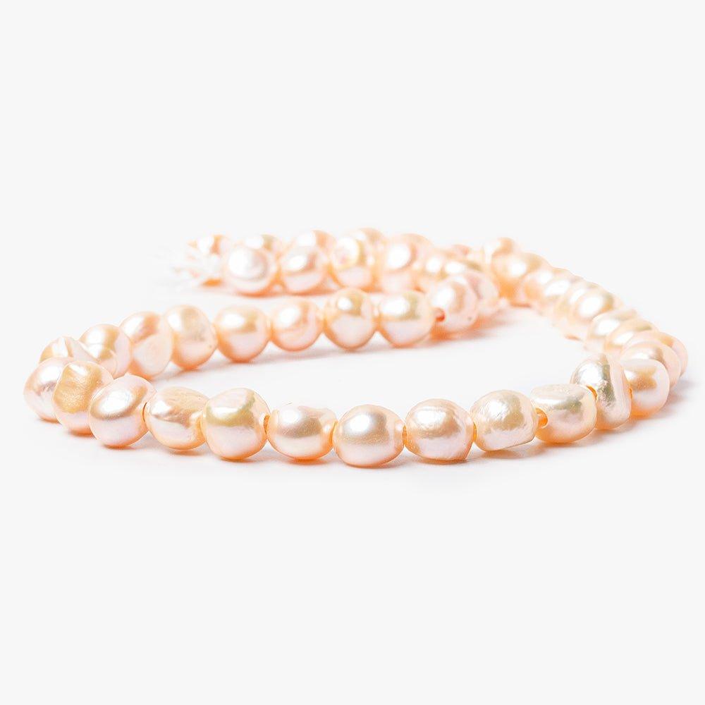 10x8mm Peach 2.5mm Large Hole Baroque Side Drill Freshwater Pearls 16 inch 43 pieces - The Bead Traders