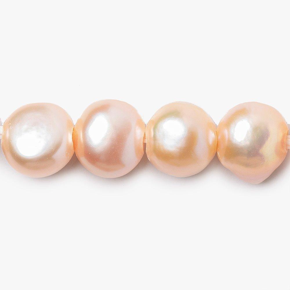 10x8mm Peach 2.5mm Large Hole Baroque Side Drill Freshwater Pearls 16 inch 43 pieces - The Bead Traders