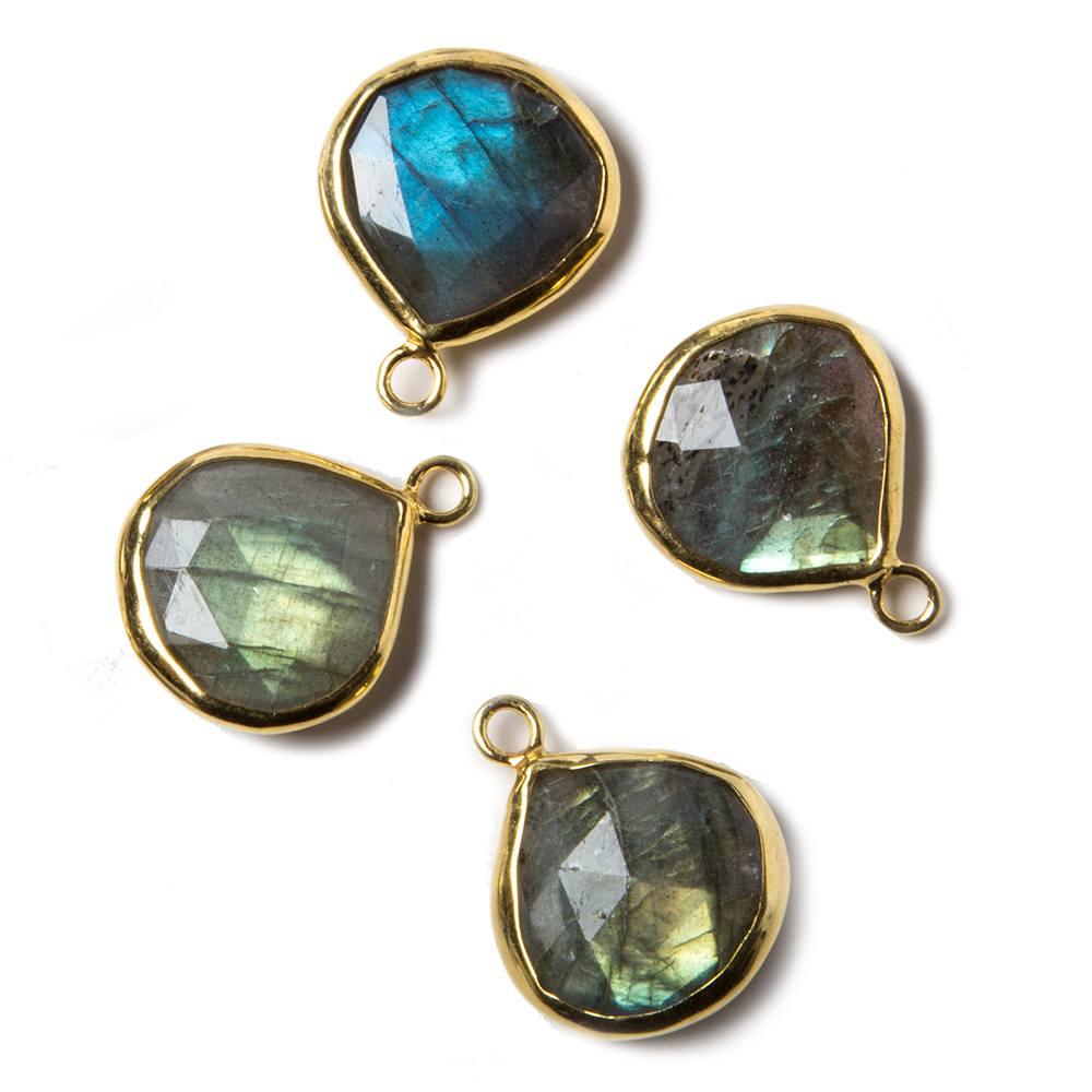 14x13mm Vermeil Bezel Labradorite Faceted Heart Pendant 1 piece - The Bead Traders