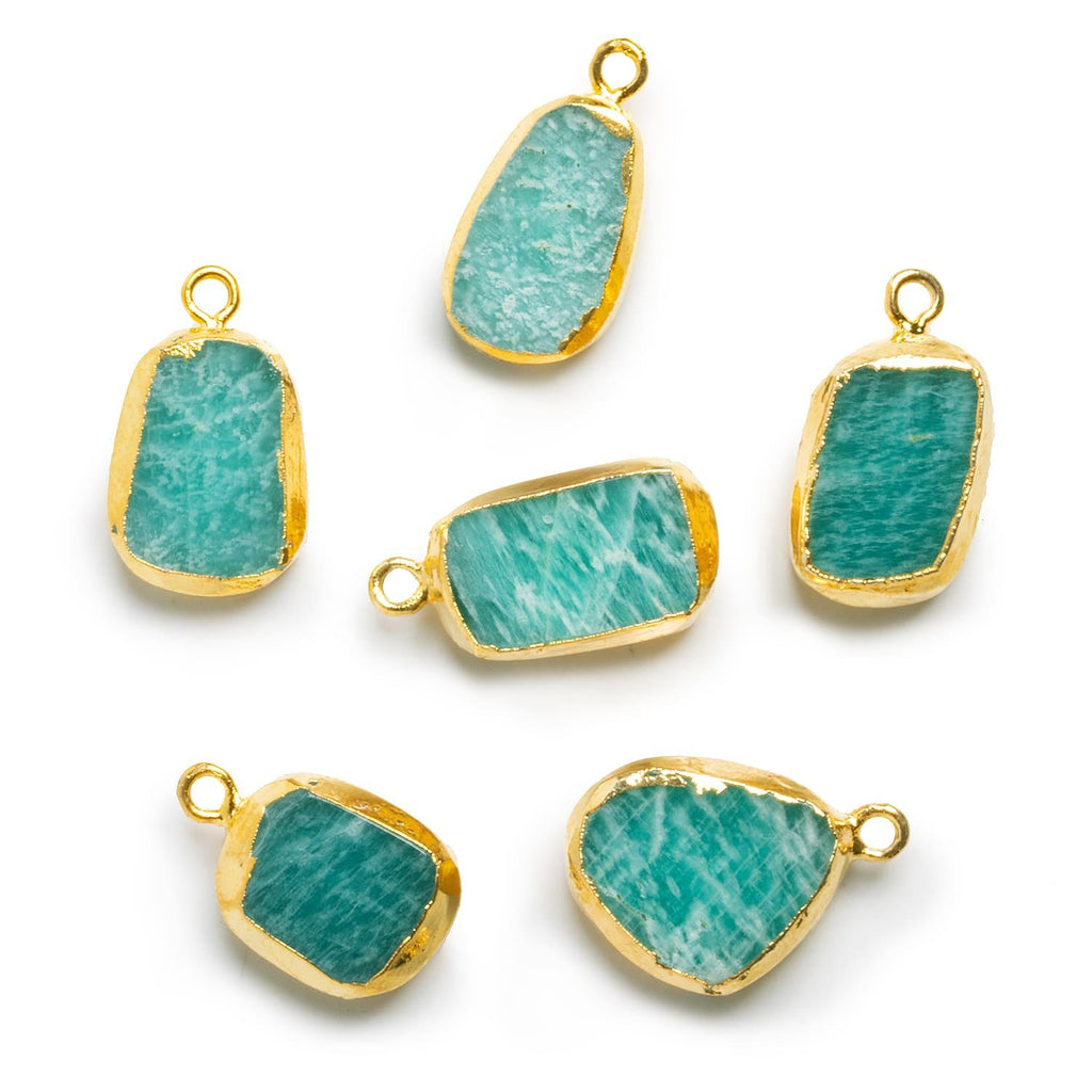 19x12mm Gold Leafed Amazonite Pendant 1 Piece - The Bead Traders