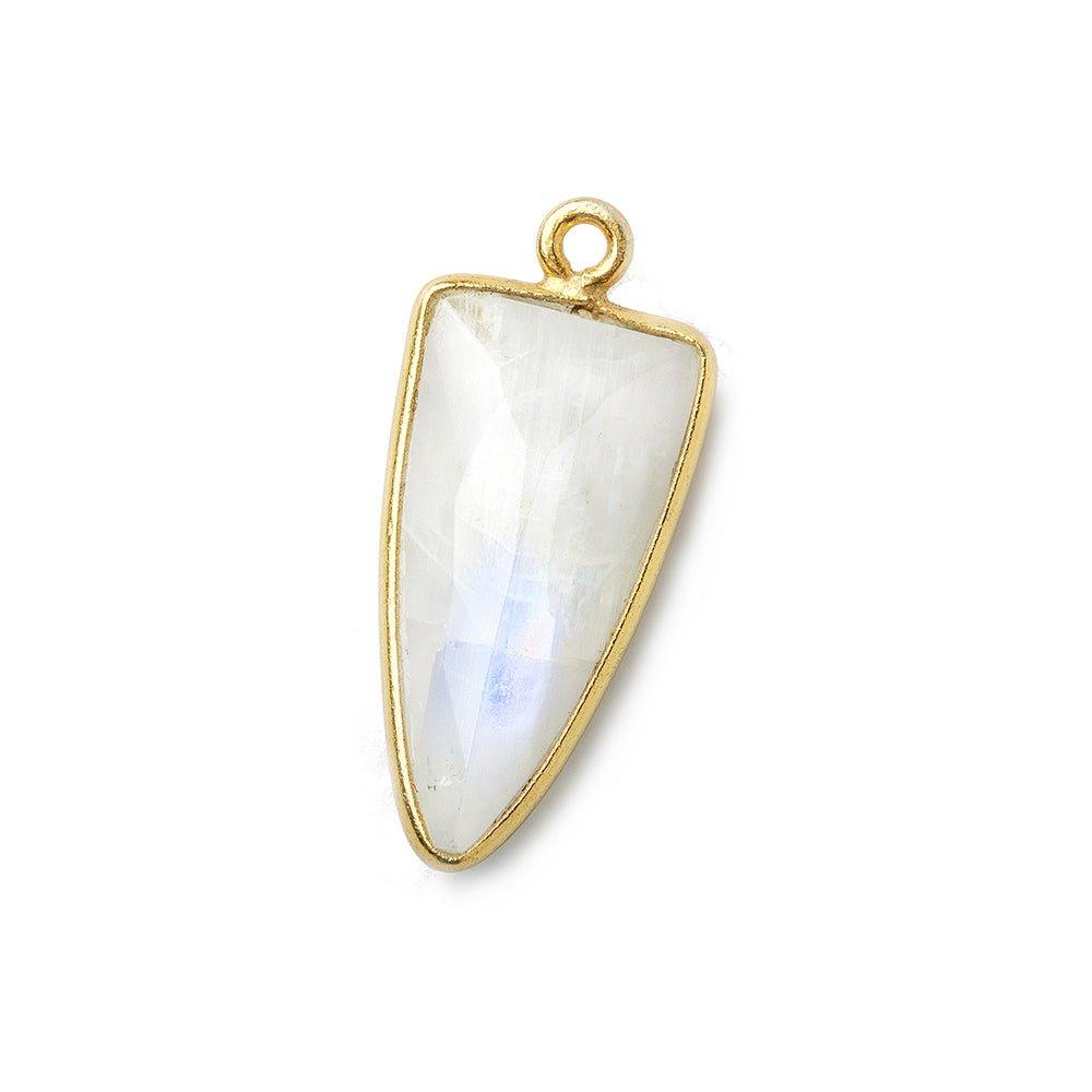 21x11mm Vermeil Bezel Rainbow Moonstone faceted point 1 focal bead - The Bead Traders