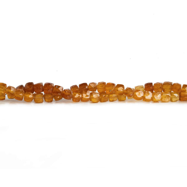 4mm Hessonite Garnet Micro Faceted Cube Beads 12 inch 75 pieces