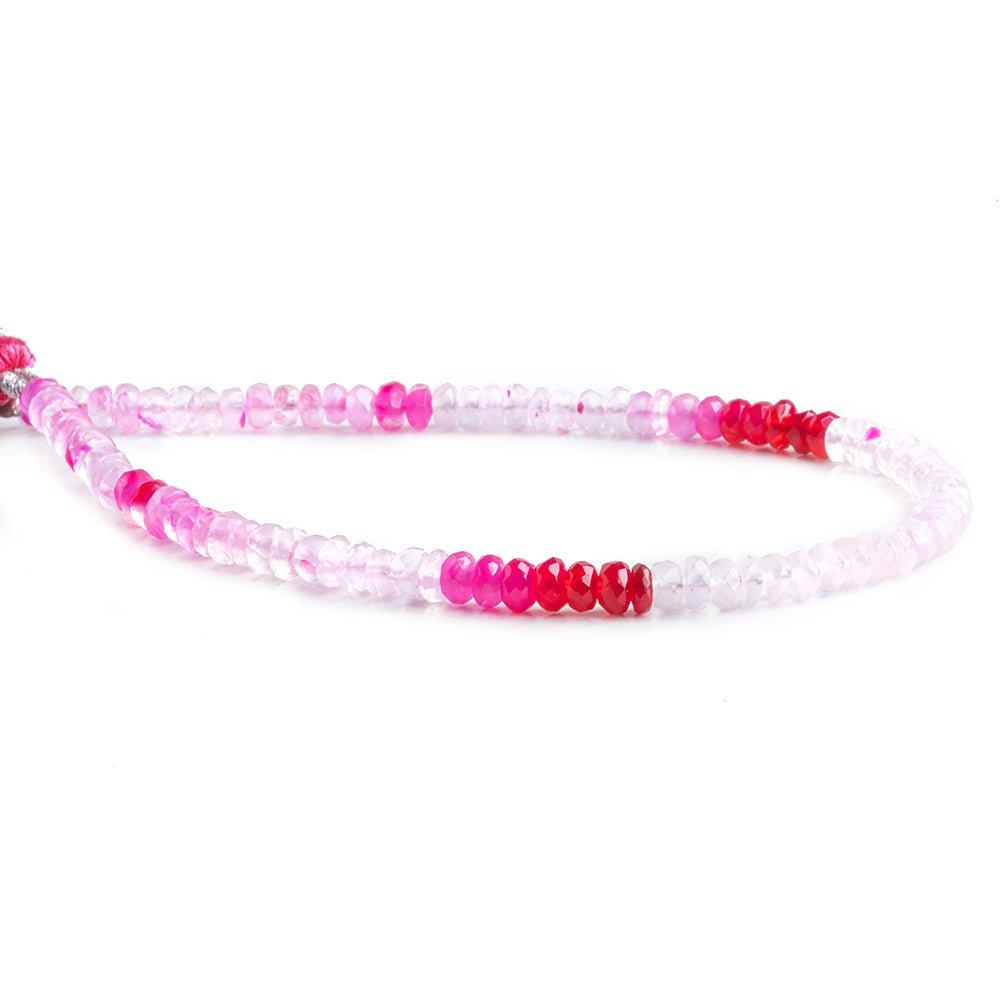 4mm Hot Pink Chalcedony Faceted Rondelle Beads 8 inch 95 pieces - The Bead Traders