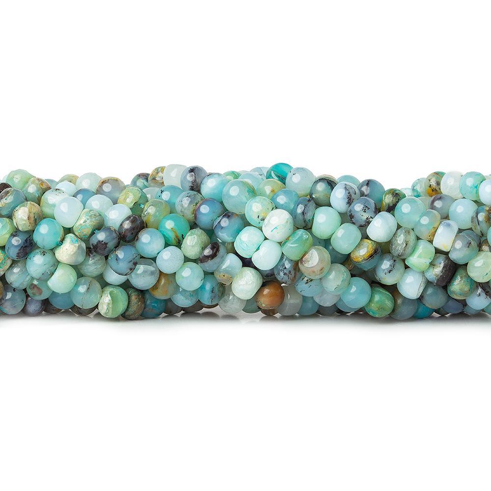 5-6mm Blue Peruvian Opal plain rondelle & round beads 13 inch 72 pieces - The Bead Traders