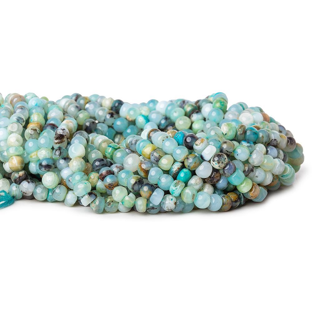 5-6mm Blue Peruvian Opal plain rondelle & round beads 13 inch 72 pieces - The Bead Traders