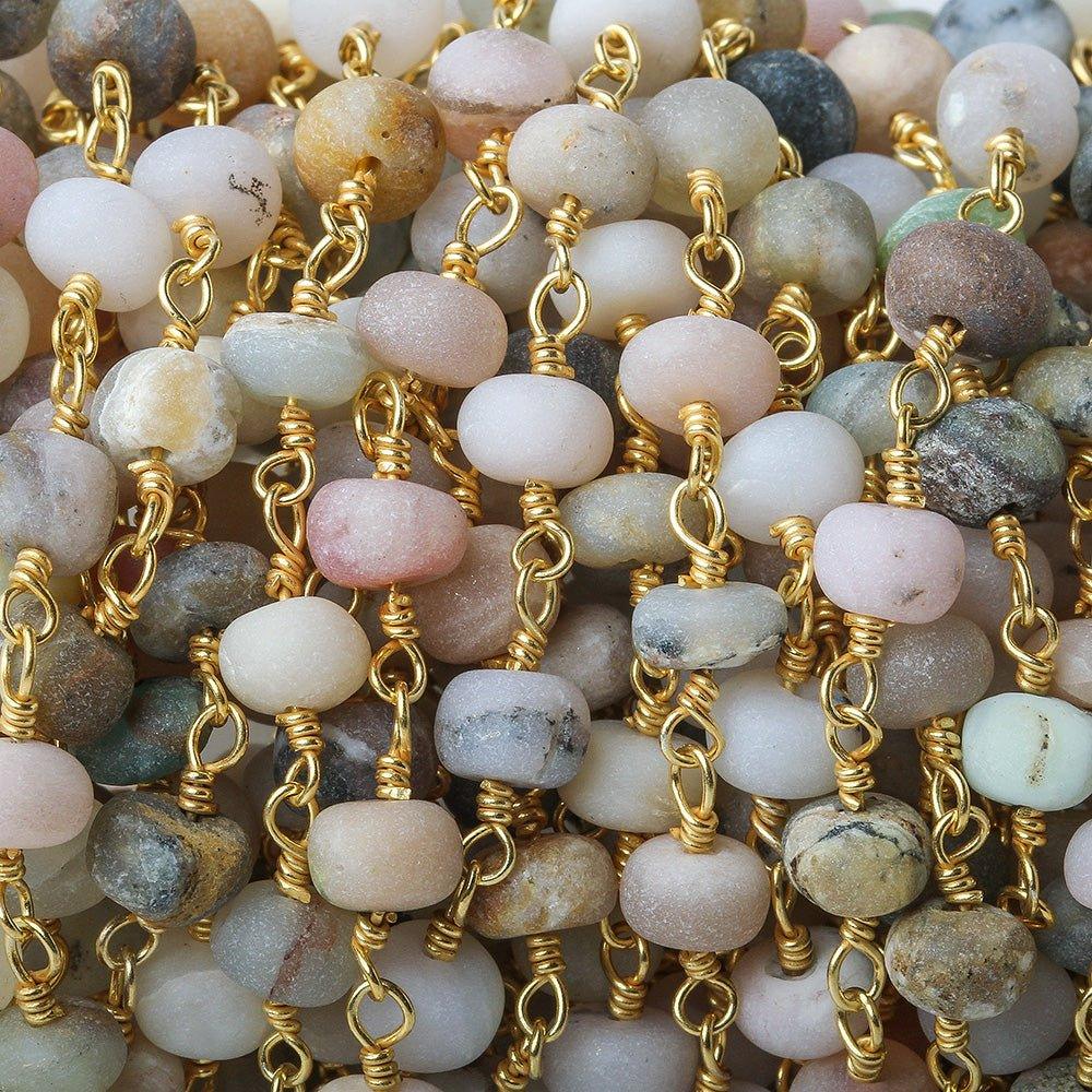 Buy 5.5-6mm Multi Color Peruvian Opal plain rondelle Gold Chain by the ...
