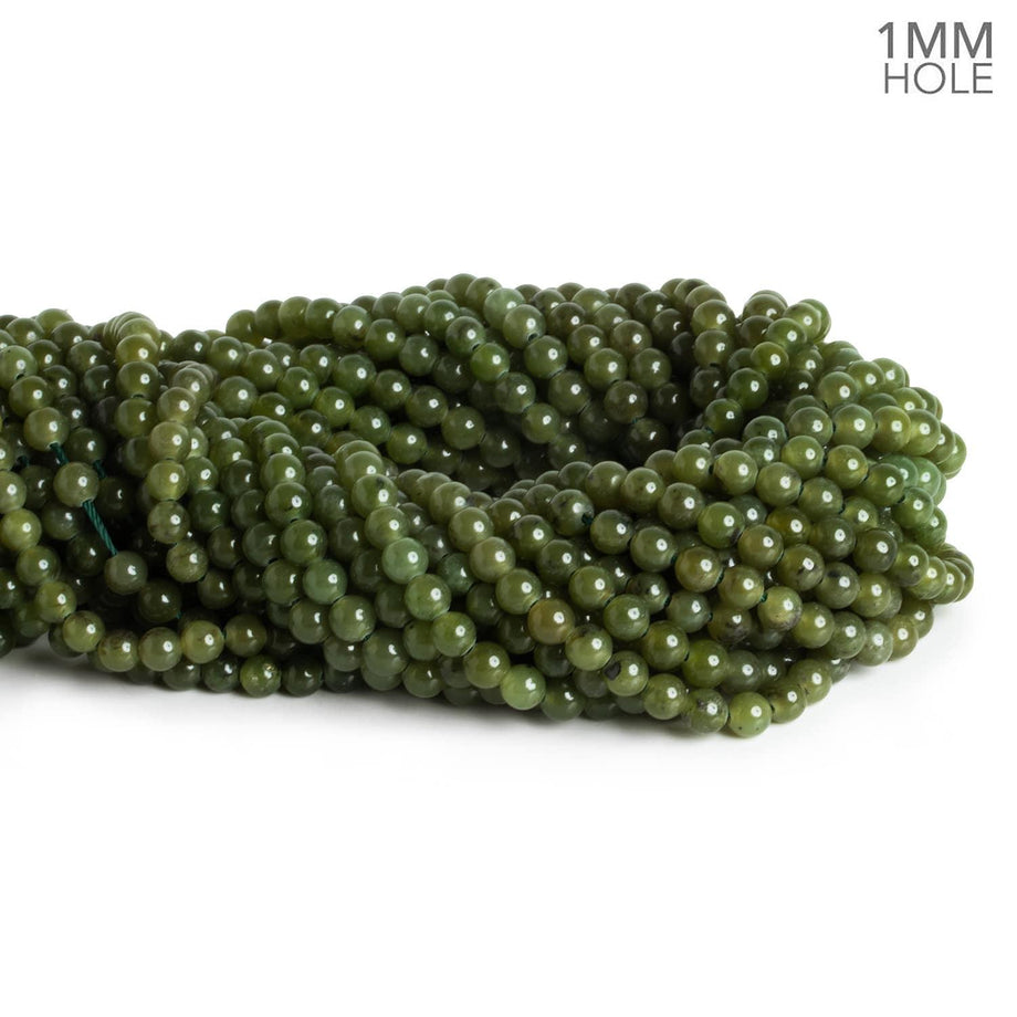 Round Jade Beads - Natural 3 mm Nephrite Jade