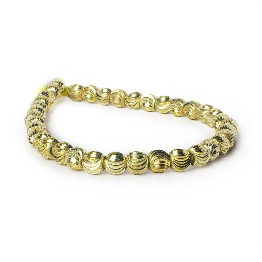 Buy 6mm Brass Fluted Round Beads, 8 inch Online