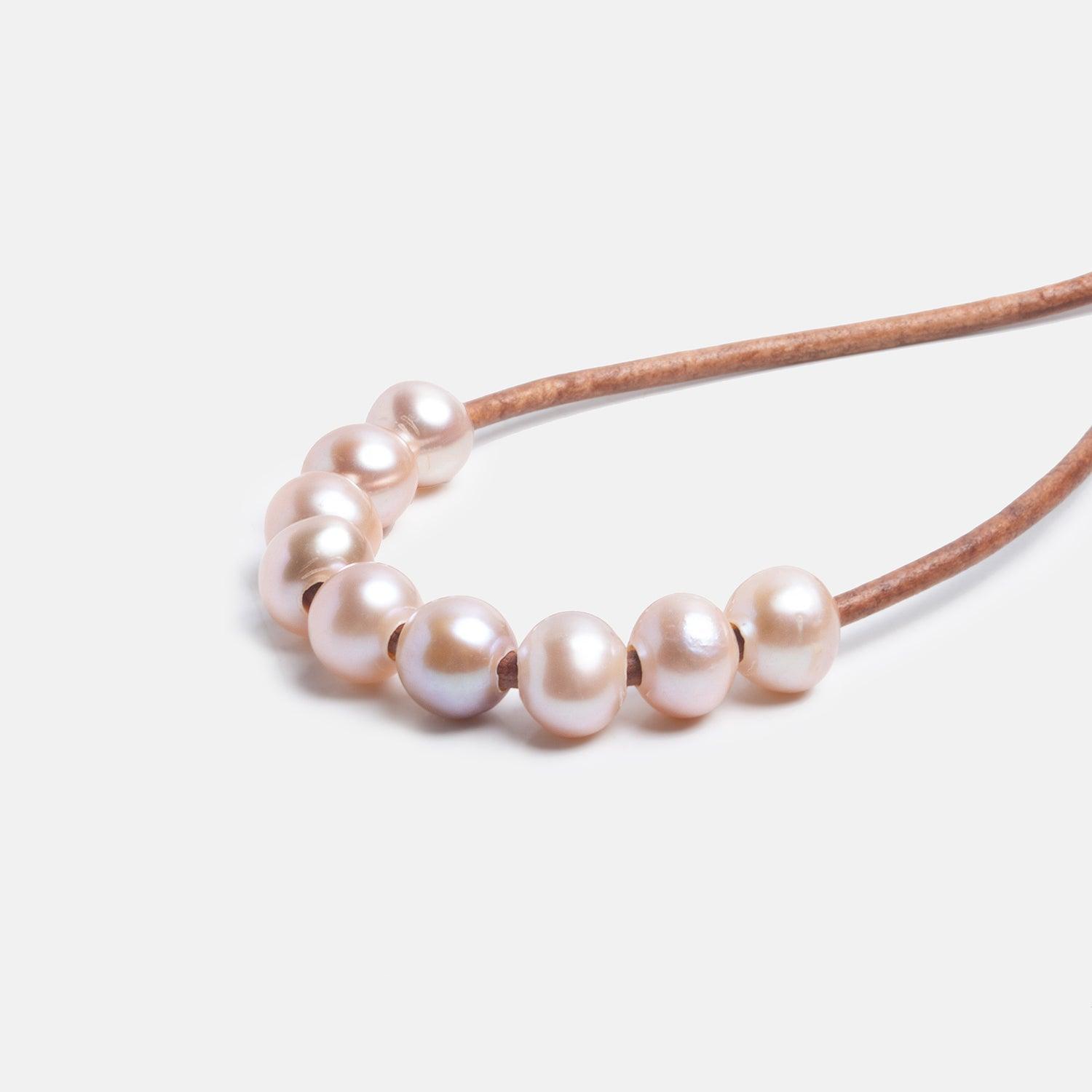 52 6-8mm Peach Pink Freshwater Pearl Necklace Strands Jewelry