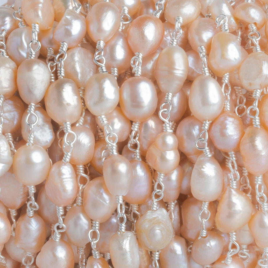 Buy 6mm Multi Color Baroque Freshwater Pearl Silver Chain - The Bead Traders