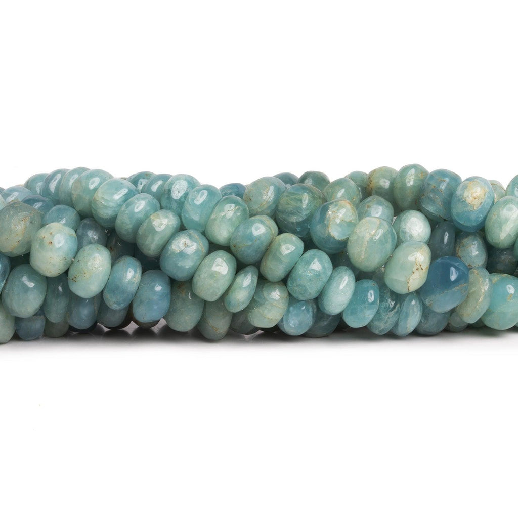 8-10mm Aquamarine Plain Rondelles 15 inch 68 beads - The Bead Traders