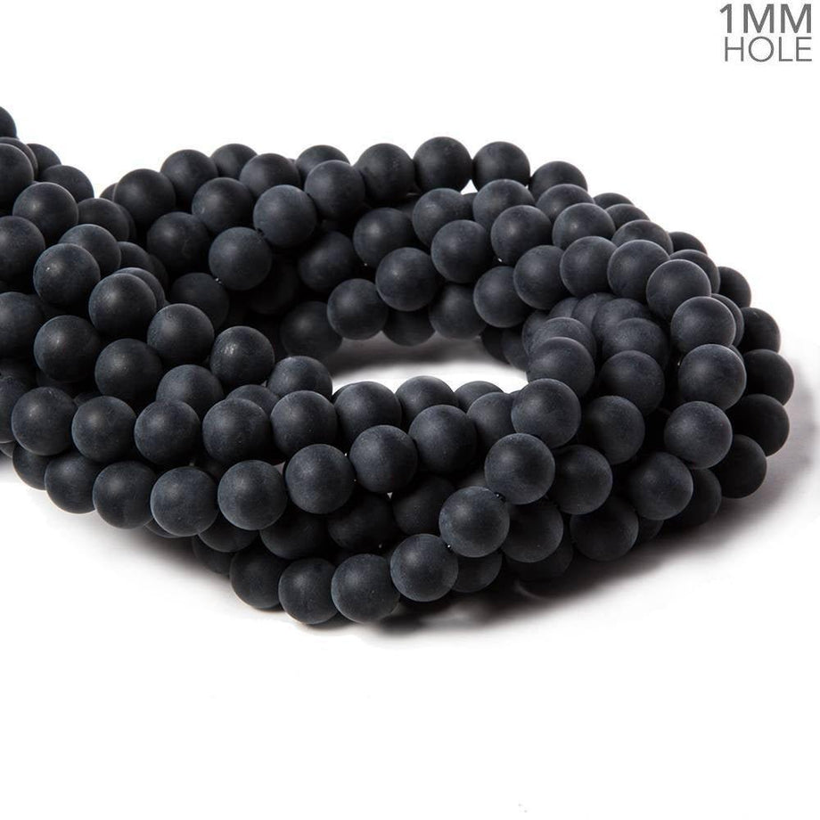 Matte Round Black Onyx Beads (6mm)