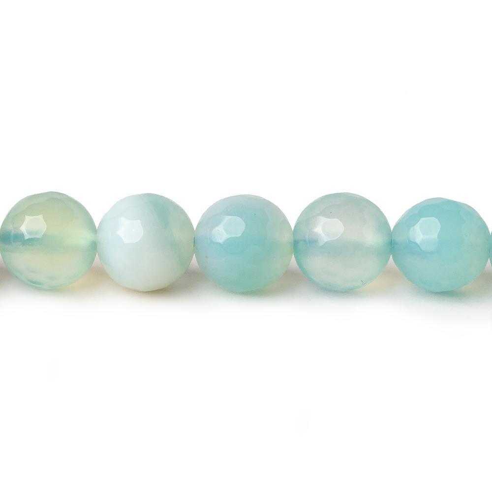 8mm Seaglass Aqua Agate faceted rounds 15 inch 47 beads - The Bead Traders