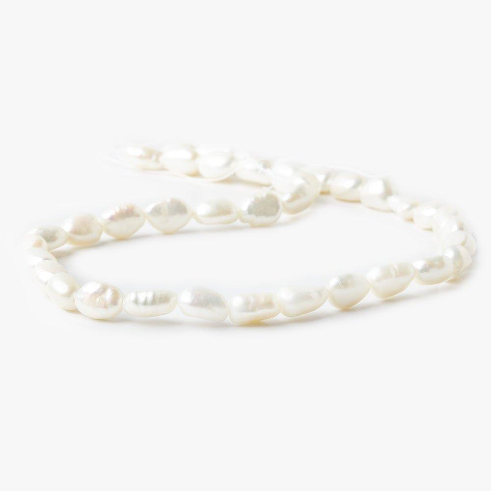 8x10-8x11mm Off White Baroque straight drilled Freshwater Pearls 16 inch 36 pieces - The Bead Traders