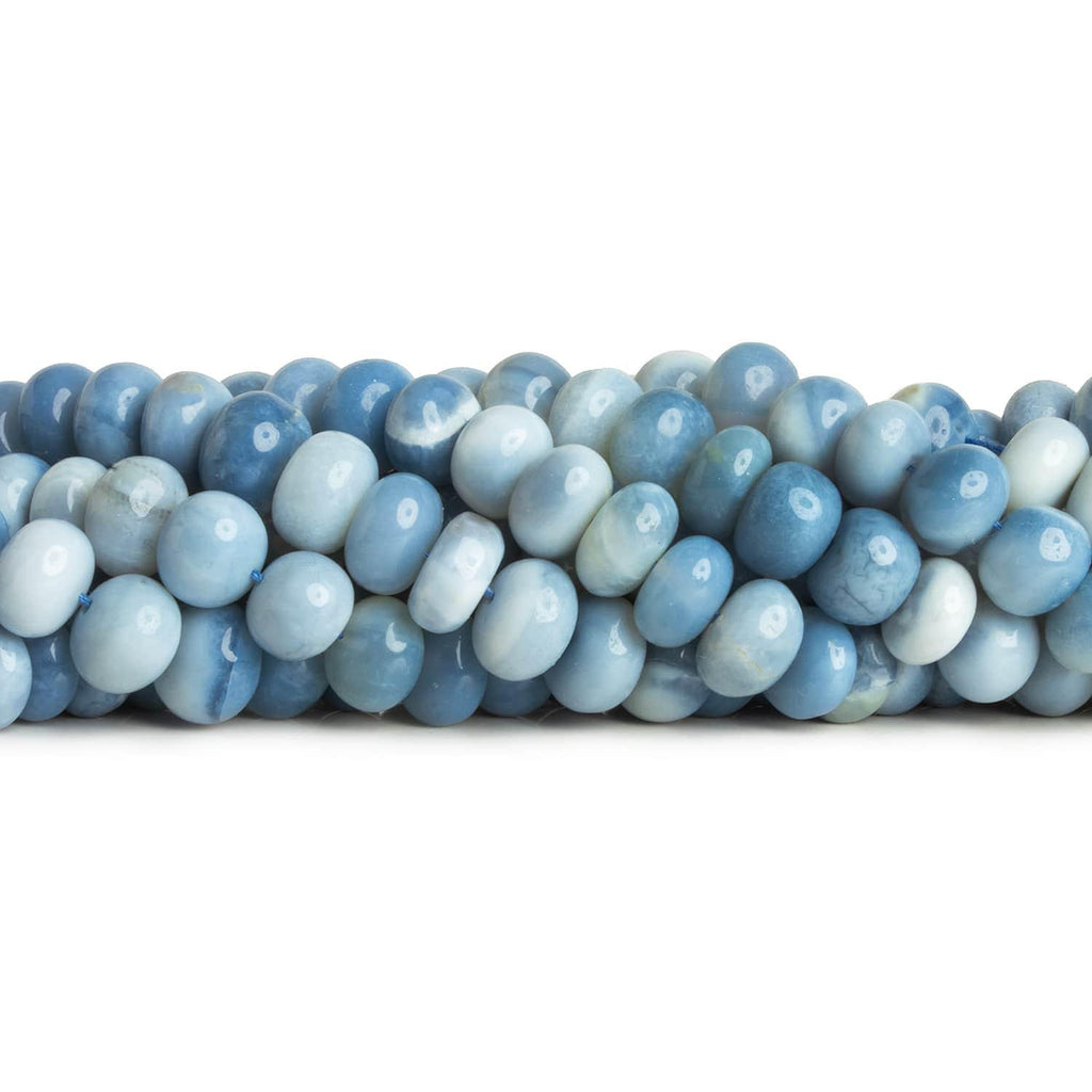 9mm Denim Blue Opal Plain Rondelles 16 inch 70 beads - The Bead Traders