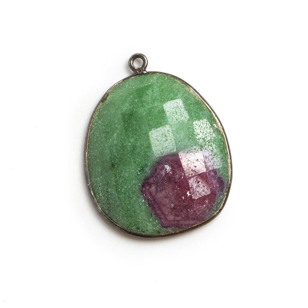 Black Gold Bezeled Ruby in Zoisite Pendant - The Bead Traders