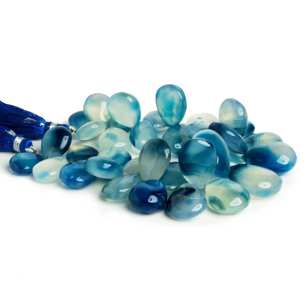 Blue Chalcedony Plain Pears 6.5 inch 35 beads - The Bead Traders