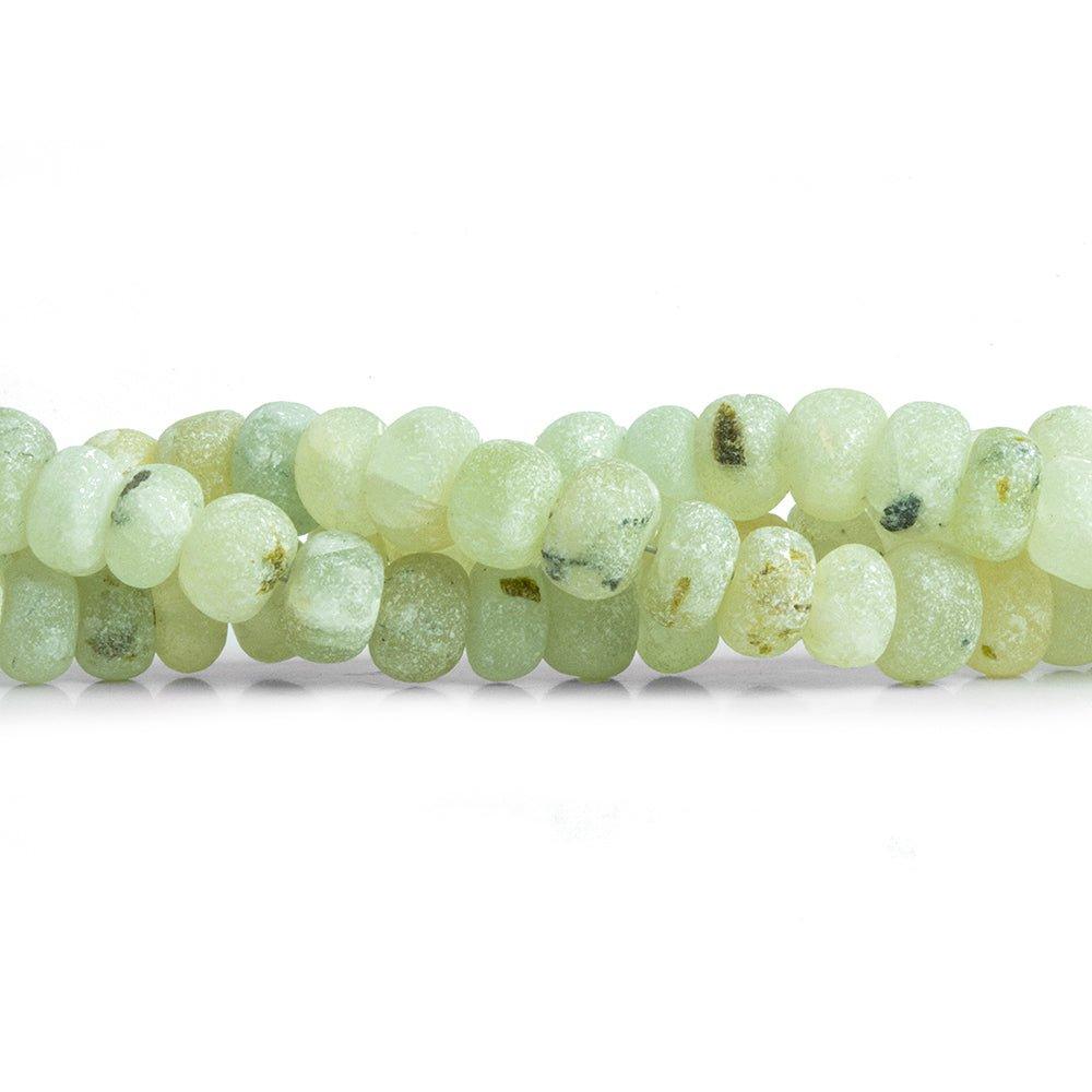 Frosted Prehnite Plain Rondelle Beads 8 inch 48 pieces - The Bead Traders