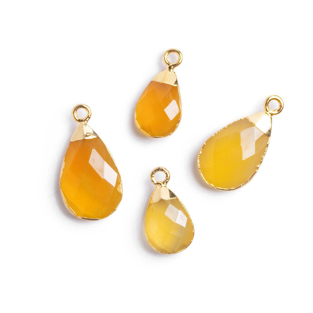 Gold Leafed Yellow Chalcedony Pears - Lot of 4 - The Bead Traders