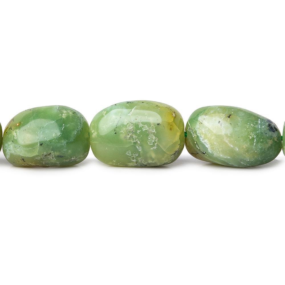 Green Opal plain nuggets 16 inch 23 beads - The Bead Traders