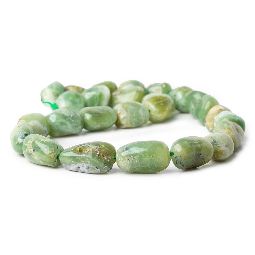 Green Opal plain nuggets 16 inch 23 beads - The Bead Traders