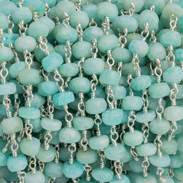 Amazonite Faceted Tyre Beads, 6 mm To 7 mm, Amazonite Tyre Beads, Blue Color Wheels, Amazonite Jewelry Making Beads, 16 Inch, on sale SKU783