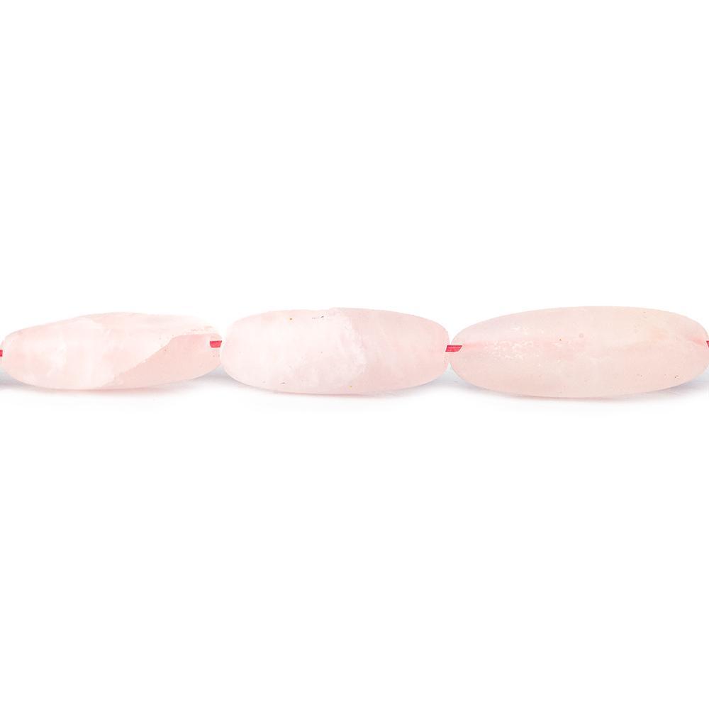 Matte Rose Quartz plain elongated ovals 16 inch 18 beads 22x8mm average size - The Bead Traders