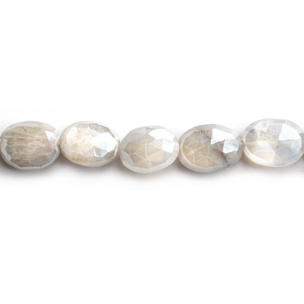 Mystic Platinum Grey Moonstone Faceted Oval Beads 14 inch 35 pieces - The Bead Traders